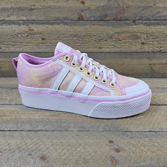 adidas Nizza Platform Women's Originals Shoes Bliss Lilac/Cloud White/Yellow - Picture 2 of 12